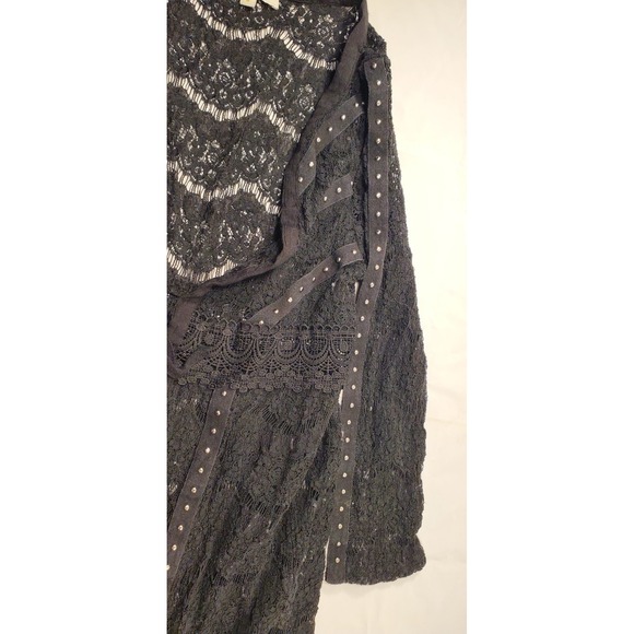 Rebellion Girls BLACK STUDDED LACE FAUX SUEDE CARDIGAN DUSTER Size Small‎ - Picture 8 of 8
